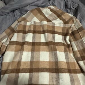 Gianni Bini Plaid Jacket - Brown and Cream
